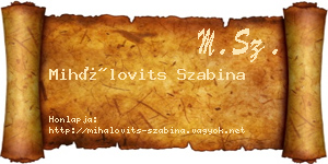 Mihálovits Szabina névjegykártya