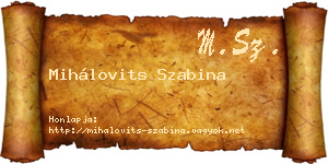 Mihálovits Szabina névjegykártya